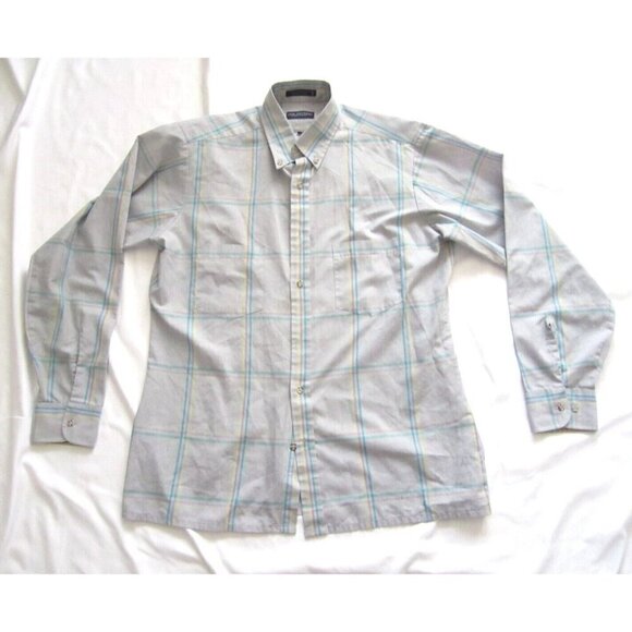 Vtg Men Van Heusen Button Plaid Button Oxford Long Sleeve Shirt Sz M (MT375) - Picture 1 of 8